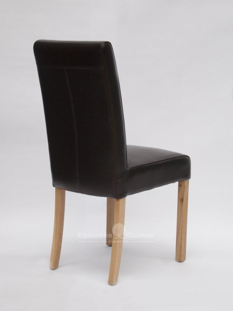 Mariana brown leather dining chair oak legs