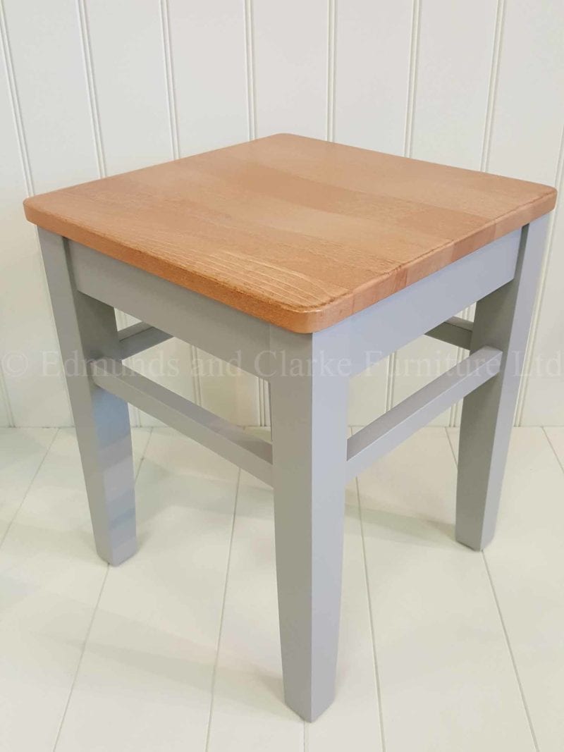 Low shaker style four leg stool with wooden top painted in a choice of colours