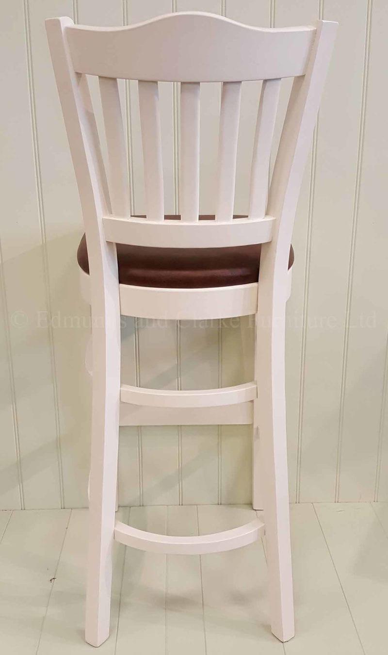 Edmunds high breakfast bar stool painted white with leather seat pad
