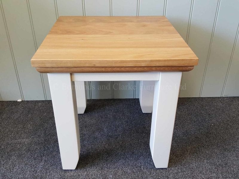 Nest of two tables, small pictured painted with solid oak top