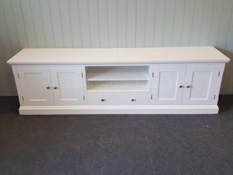 Painted white 7 feet Tv entertainment stand