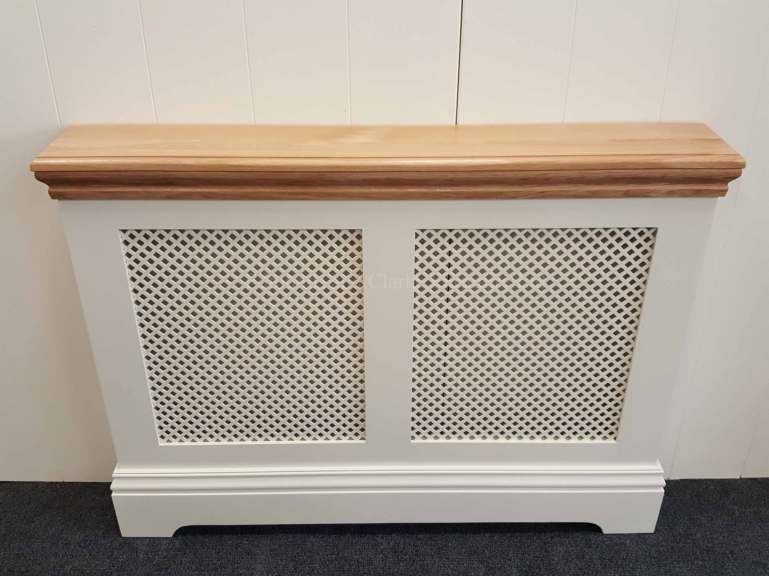 bespoke radiator cover, painted in a choice of colours with solid oak top