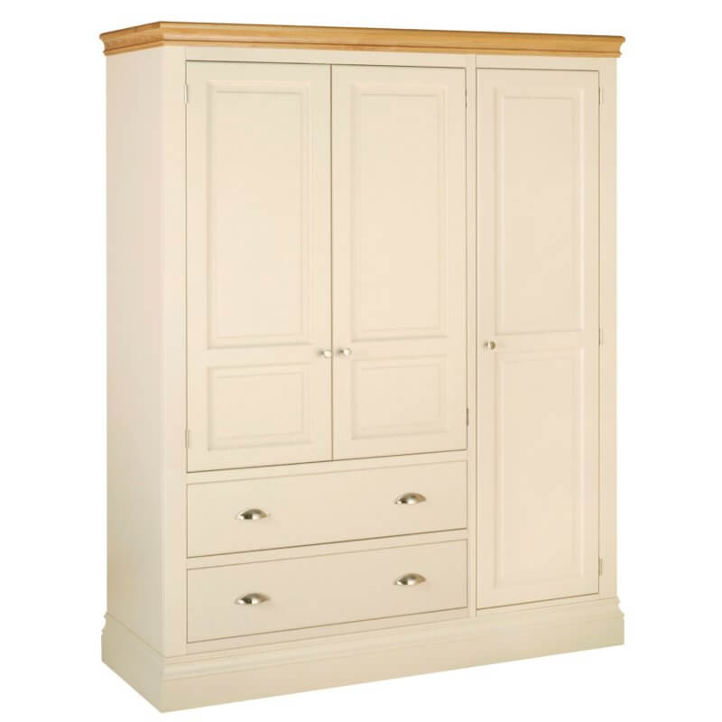 Lundy painted triple wardrobes with drawers painted truffle with chrome cup handles and knobs LW47 4 colours available