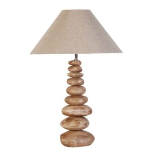 Tall stacked pebble lamp with shade