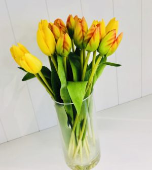 faux yellow and orange tulips