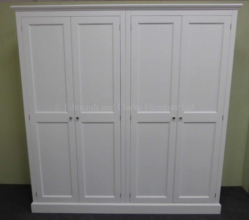 wide 2 metre four door wardrobe painted white