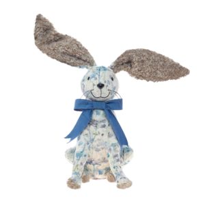Voyage Maison Hattie Hare doorstop white and blue fabric with contrasting faux fur