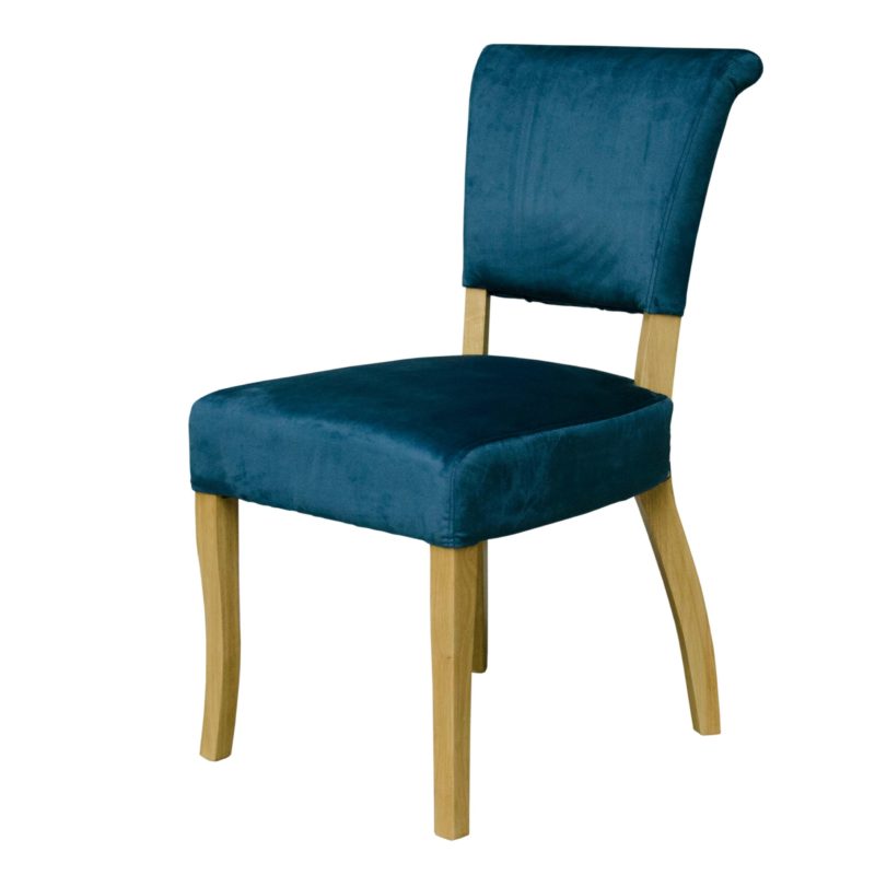 Capri dining chair with oak legs and studded back - petrol blue