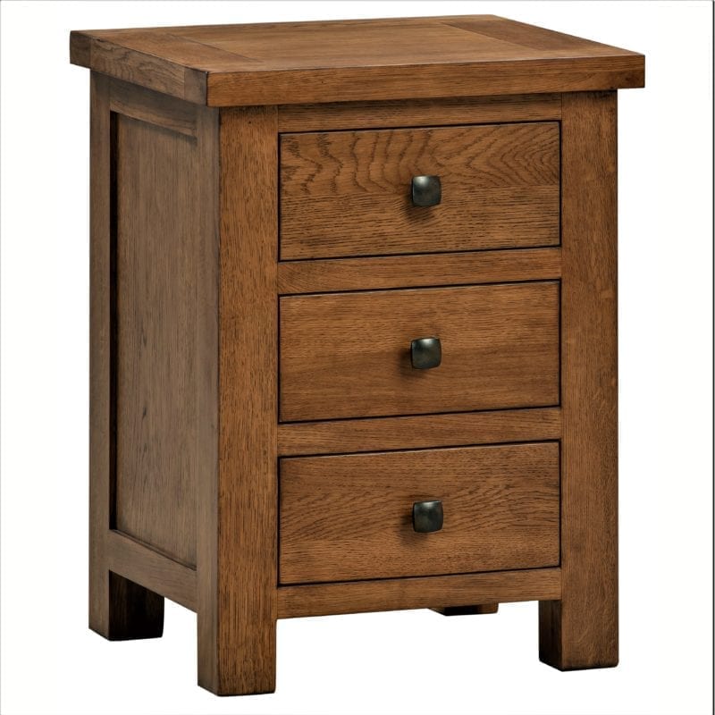 DOR001R Dorset rustic oak 3 drawer bedside