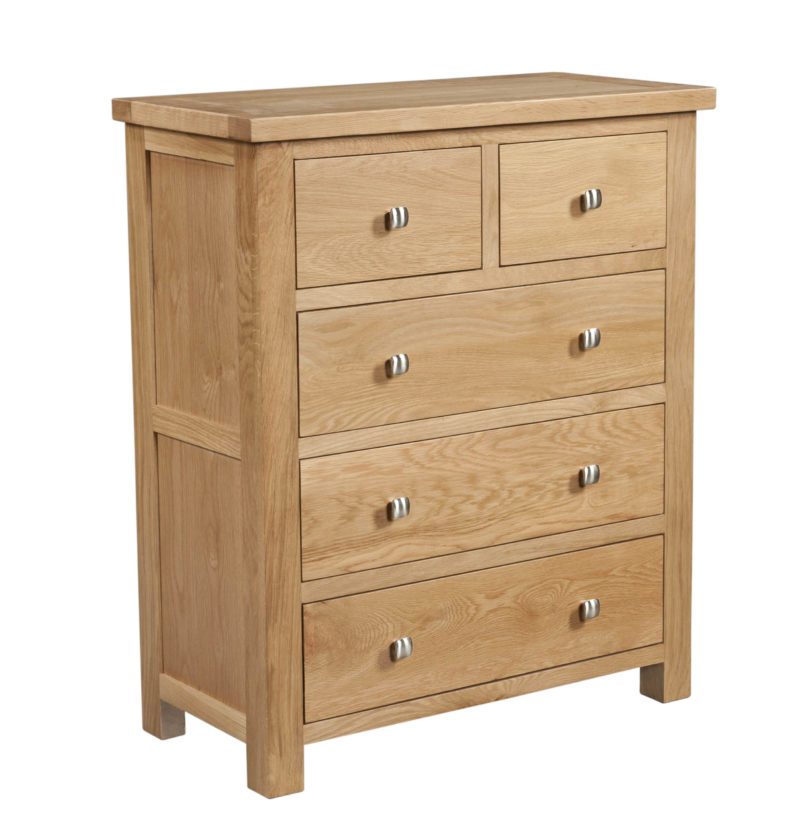 Dorset oak 2 over 3 chest with silver handles