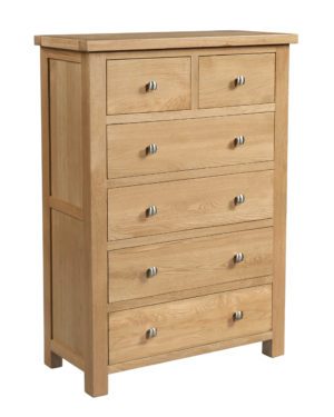 Dorset oak 2 over 4 chest with silver square knobs