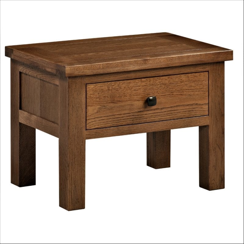 DOR007R Dorset rustic oak small side table with drawer