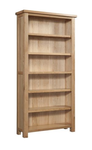 Dorset Oak 6ft bookcase with 4 adjustable shelves and 1 fixed shelf
