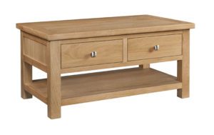 Dorset oak 2 drawer coffee table and shelf under