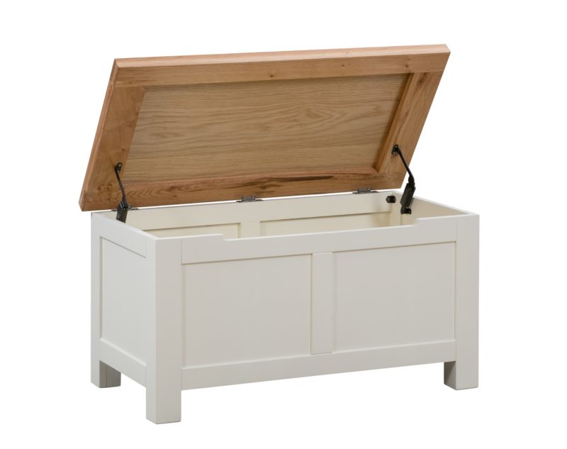 Dorset painted blanket box with oak top image showing open