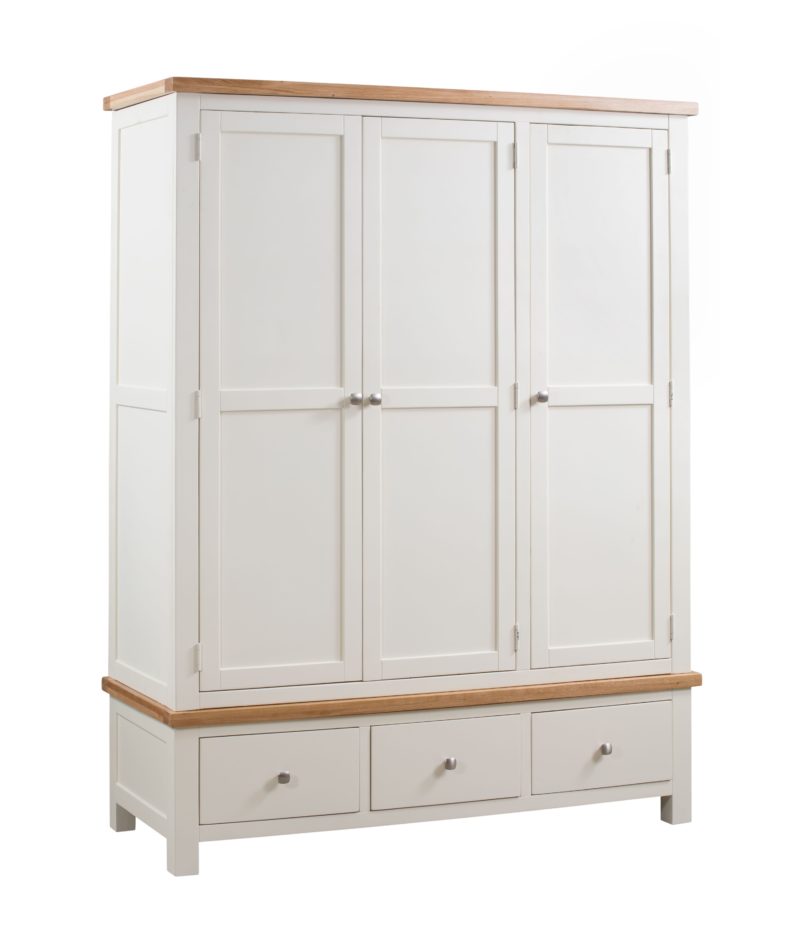 Dorset painted triple wardrobe with 3 drawers