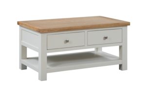 Dorset Painted 2 drawer coffee table with oak top