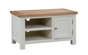 Dorset painted small standard tv unit with oak top and door