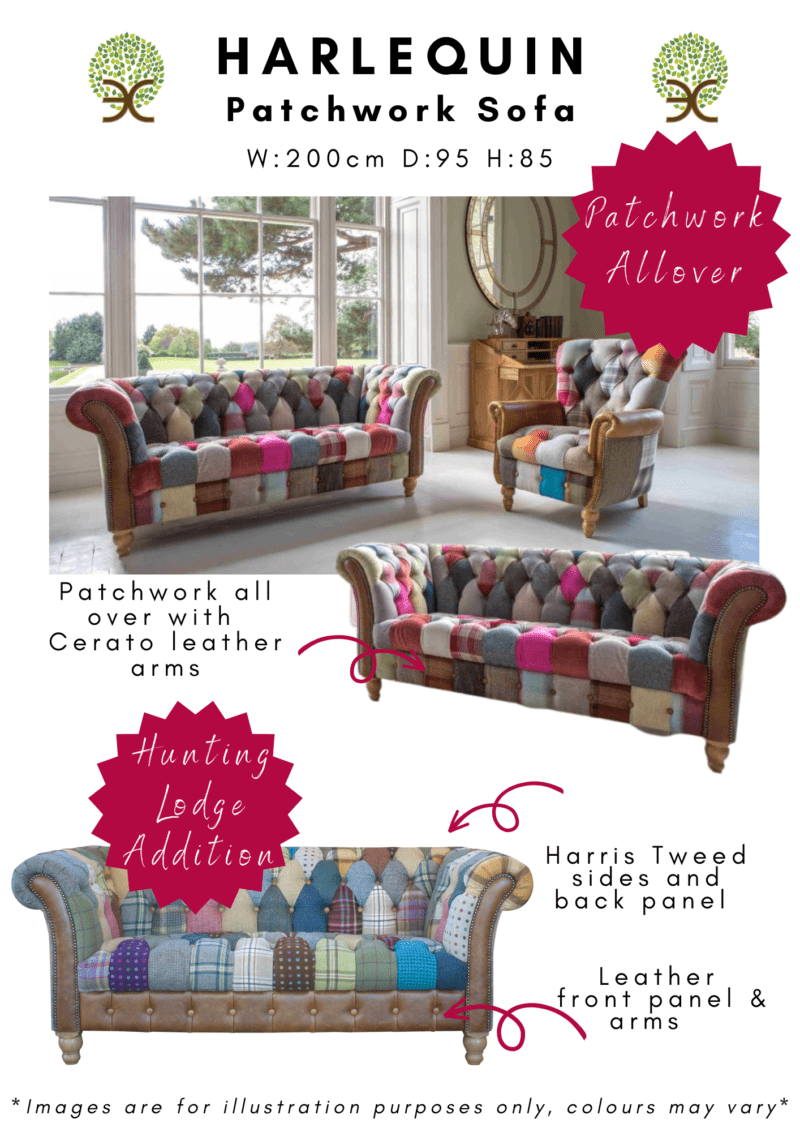 Harlequin patchwork sofa information sheet