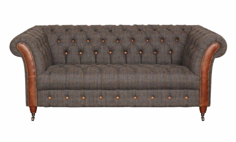 Vintage Sofa Company Chester Club Fast Track 2 Seater Sofa moreland tweed and cerato brown chesterfield sofa