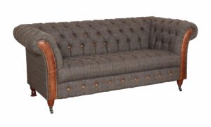 Vintage Sofa Company Chester Club Fast Track 2 Seater Sofa moreland tweed and cerato brown chesterfield sofa angled