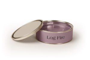 Pintail Candles Log Fire Large Filled Tin Candle