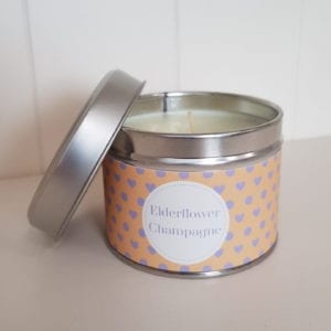 Pintail Candles Elderflower Champagne Small Single Wick Candle in a Spotty Tin