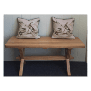 Cross leg bench assorted sizes solid oak