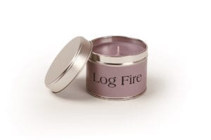 Pintail Candles Log Fire Small Single Wick Candle in a Purple Tin