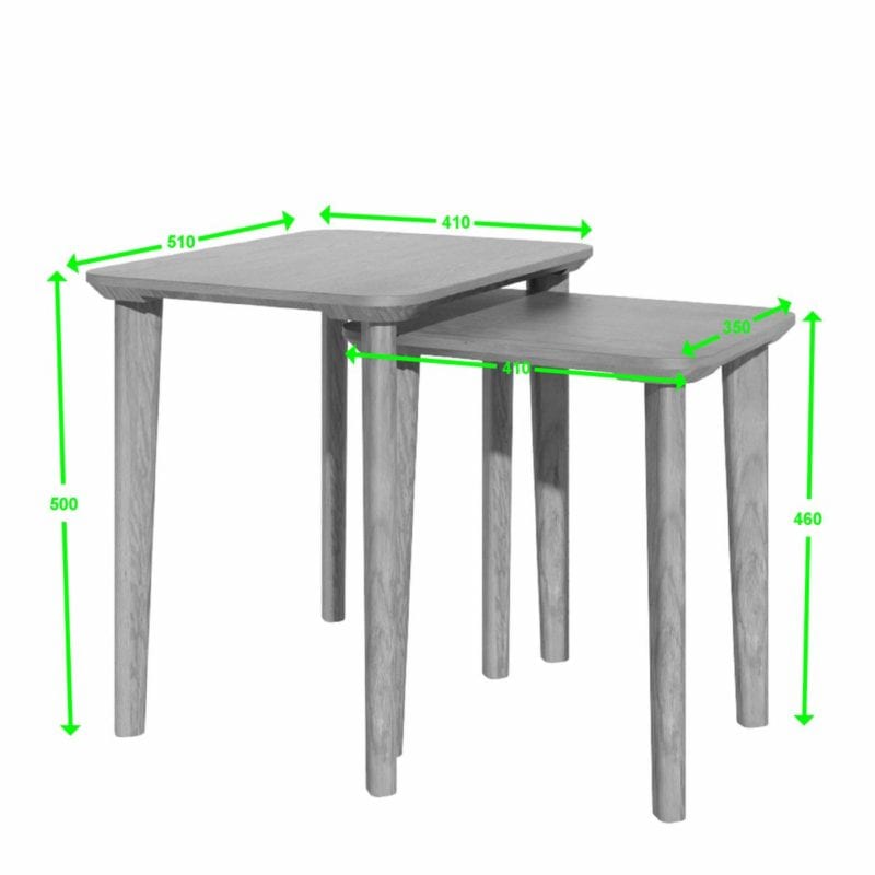 SCANNEST Scandic Rect Nest of tables measurements