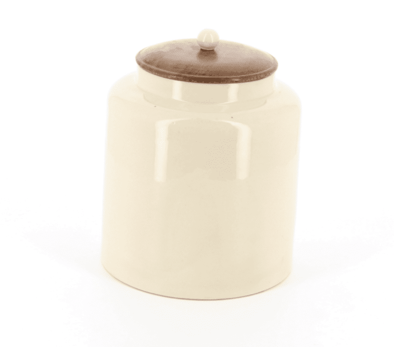 Country kitchen Small round store with wooden lid, ceramic knob