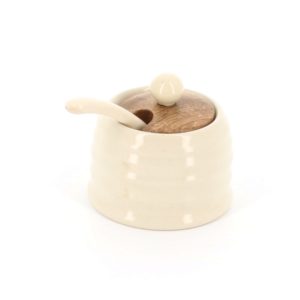 country kitchen small honey pot with wooden lid