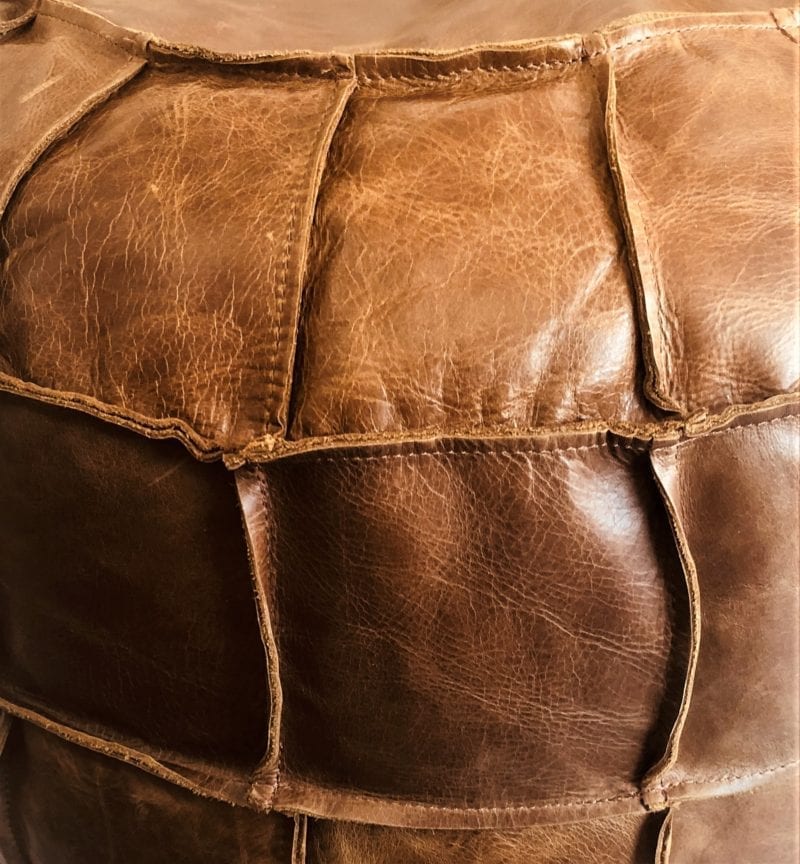 Vintage sofa company Drum Bean Bag Cerato leather close up