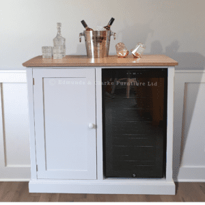 Edmunds small drinks sideboard with beer fridge and one cupboard, Edmunds & Clarke furniture