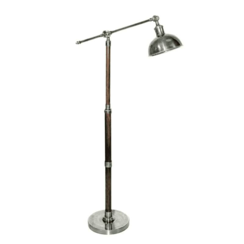 Metal and wood lamp with adjustable arm