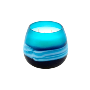 VG20029 INDRA BLUE 2 WICK SAND BLASTED CANDLE