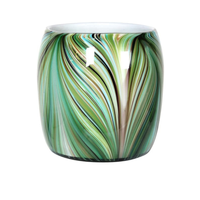 Waves of green round vase 1
