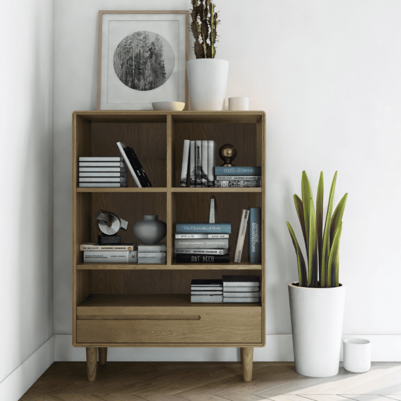 scandic oak small bookcase room set