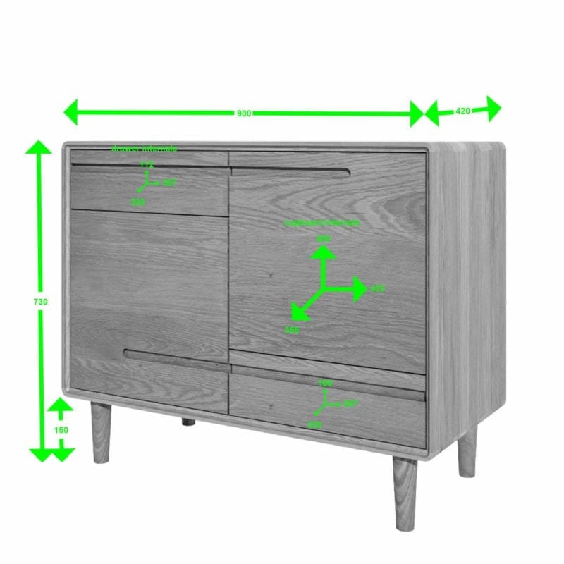 scandic oak small sideboard measurements