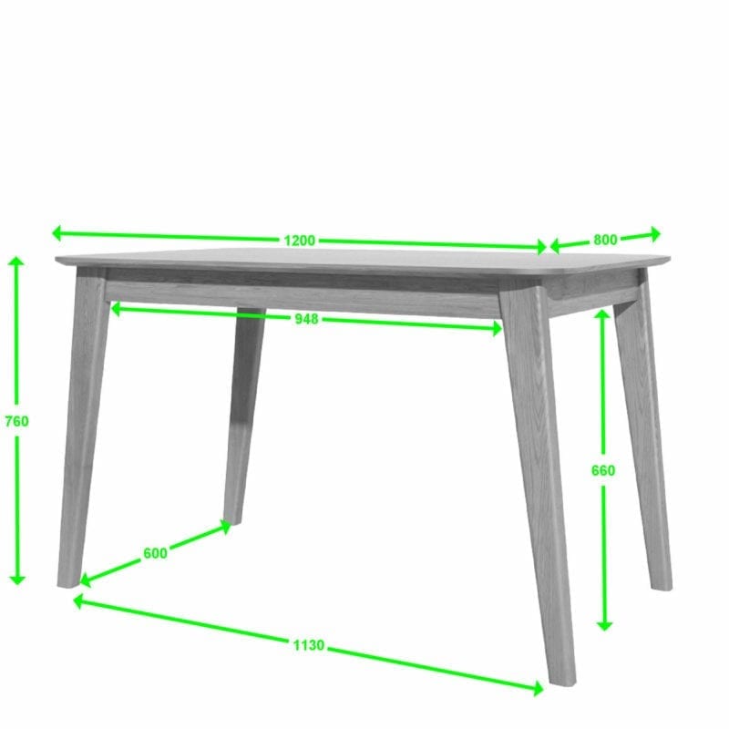 SCA1250T Scandic dining table 125x800 measures