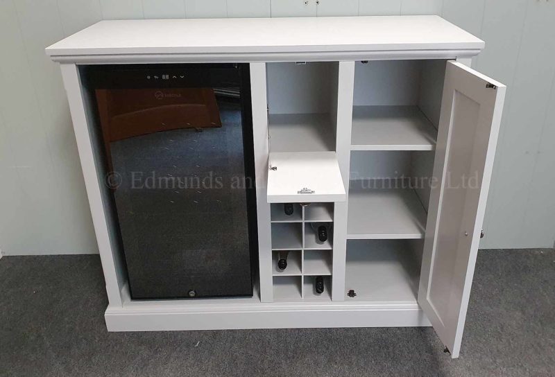 grey painted sideboard with drinks fridge included