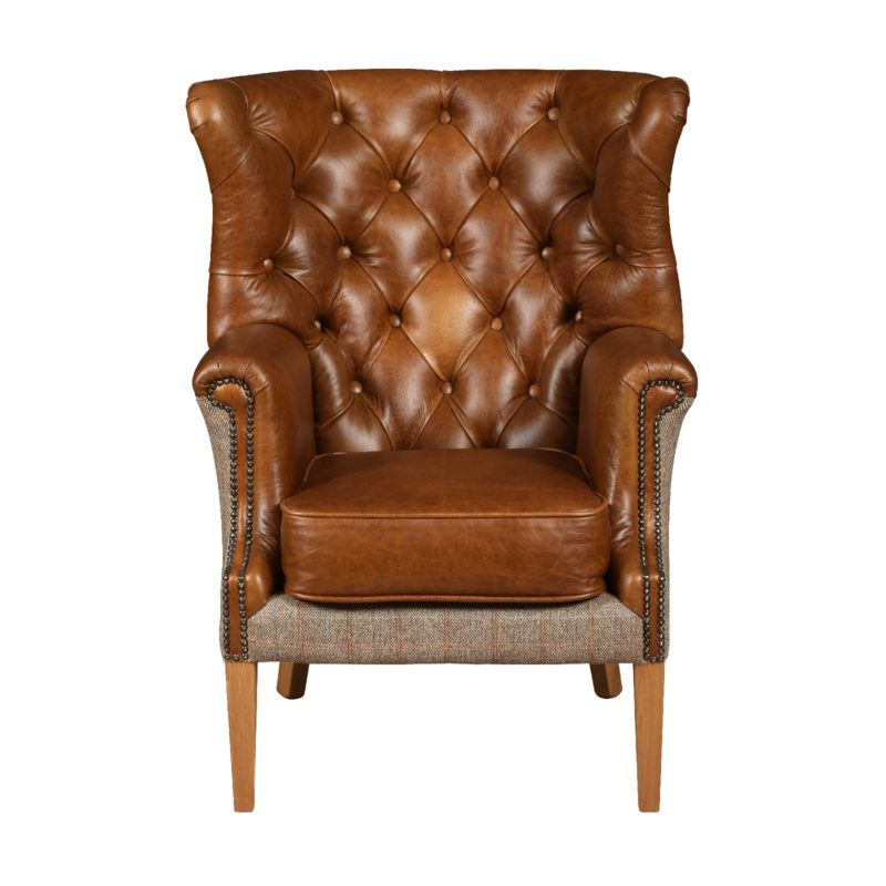 Winchester chair leather harris tweed V2
