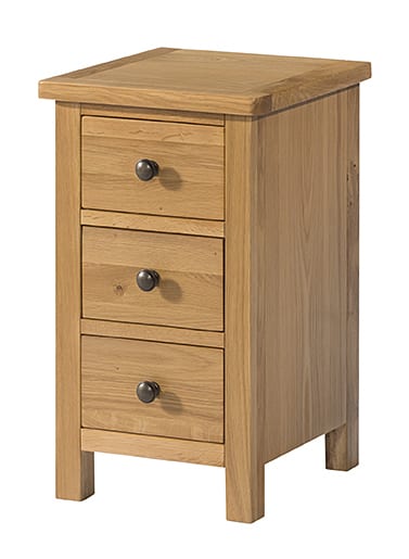 BFO001 Burford oak 3 drawer bedside