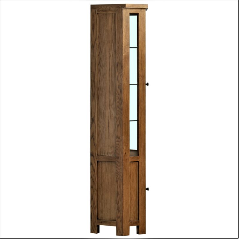 DOR086R dorset rustic oak corner display unit side view by Edmunds & Clarke Furniture