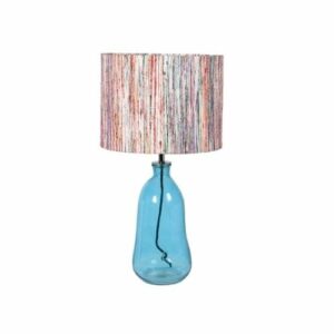 BHB004 Blue Glass Lamp with Striped Shade