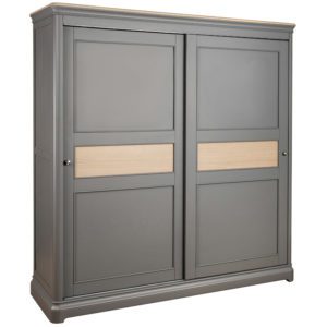 Large sliding double door wardrobe with shelves - closed doors