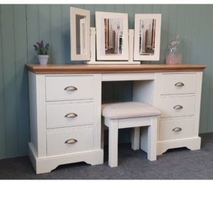 Clarke double ped dressing table with stool and mirror 500 500