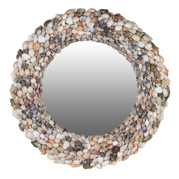 AUR028 natural shell round mirror