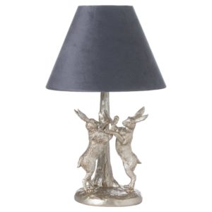 21453 Antique Silver Marching Hare Table Lamps
