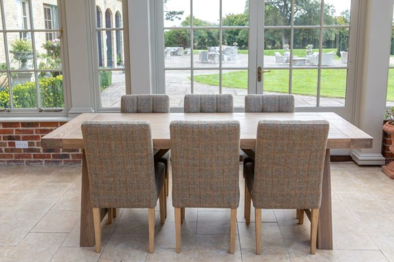 Tambour 2200 Monastery Reflectory Table room shot. Edmunds & Clarke Furniture